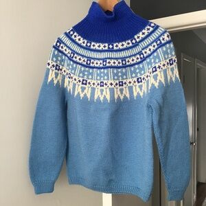 Blue and White Patterned Women's Sweater